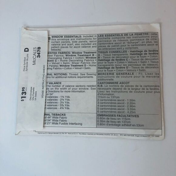 McCall’s Window Essentials curtain pattern - Picture 2 of 2